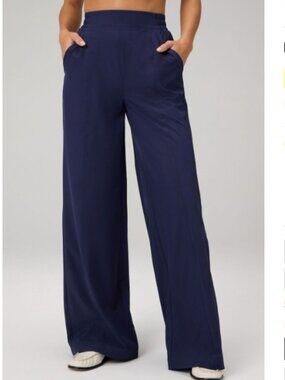 Fabletics Downtown Wide-Leg Pants, Blue, Size XL